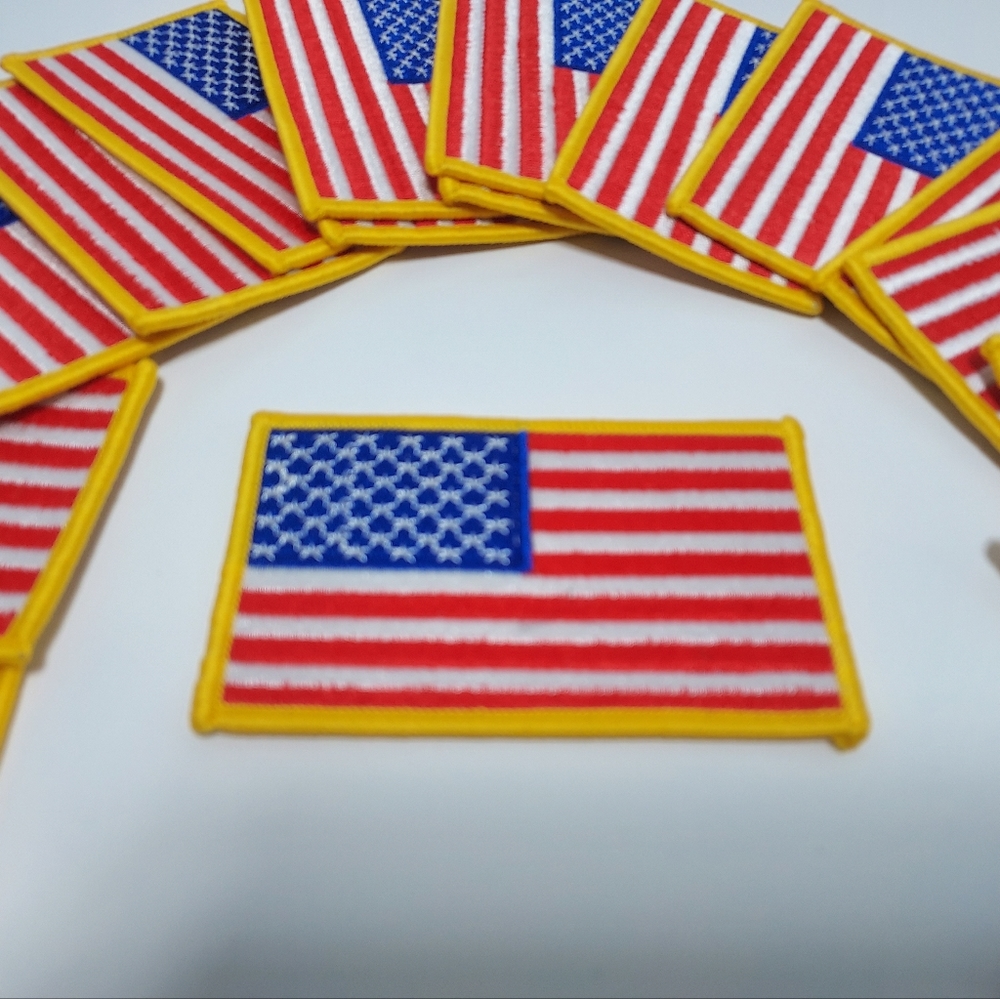 American Flag Patch Iron On Sticker Embroidery patch 3.5" X 2" (4 stickers)